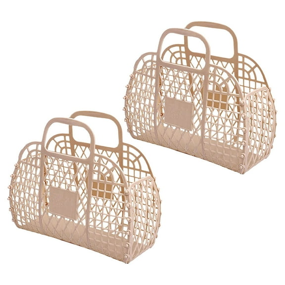 AUDeals Personalized Jelly Bag Set, 2PCS Bridesmaid Gift Bags and Easter Baskets, Plastic Straw Clutch for Party Favors, Girls Gifts, and Bridal Celebrations