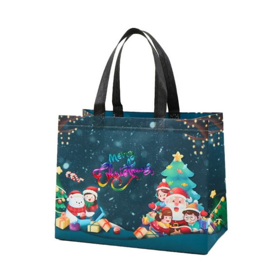AUDeals Reusable Christmas Gift Bags Xmas Multifunctional Non-Woven Festive Tote with Handles Reusable Christmas Bags for Holiday Wrapping & Decor