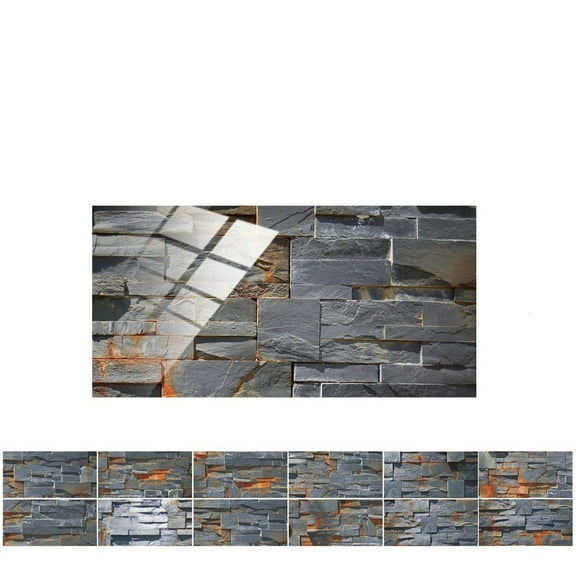 AUDeals Self-Adhesive Peel and Stick Wallpaper 3D Brick Stone Design for Kitchen Backsplash, Bathroom, Home Decor (12 Pcs)