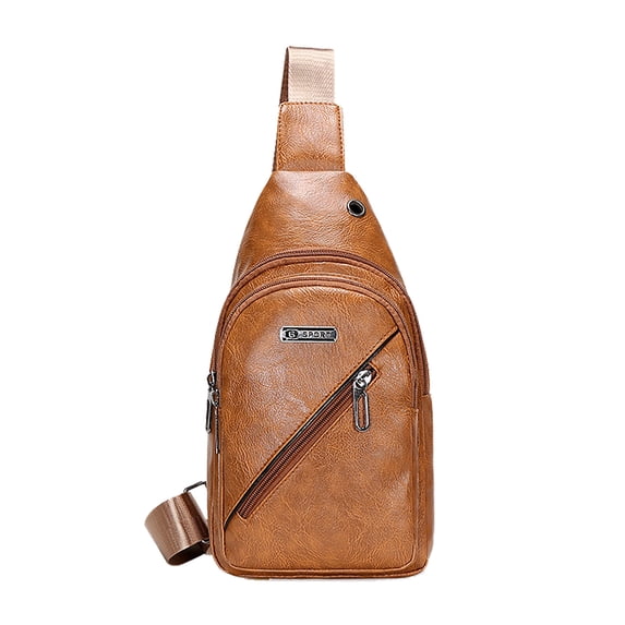 AUDeals Sling Bag Crossbody Bag for Men, New PU Chest Bag Outdoor Fashion Casual Nylon Shoulder Bag, Durable Crossbody Sling Bag Perfect Gifts for Women Daily Travel