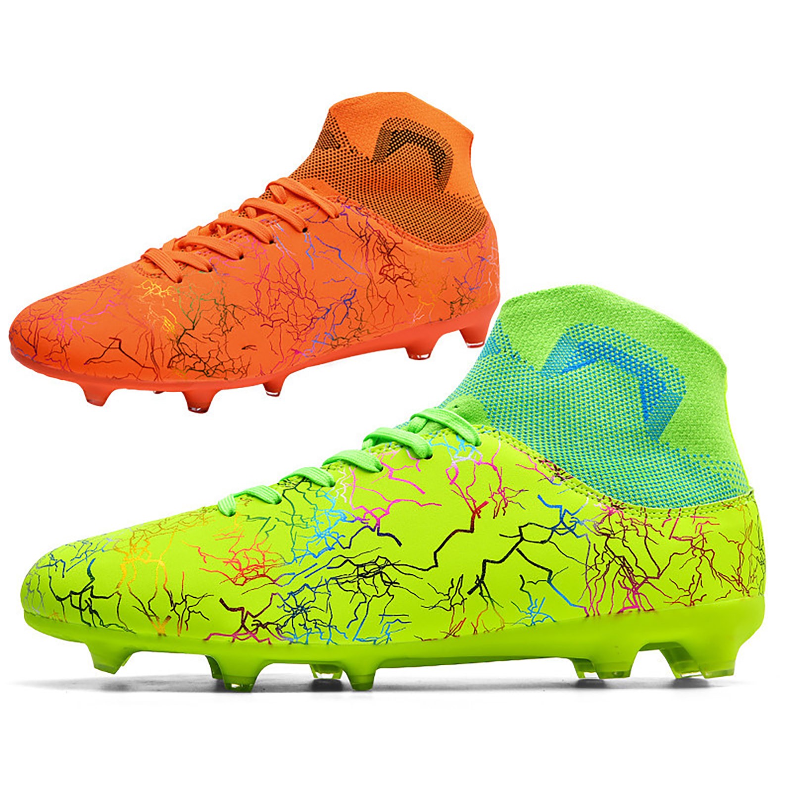 Tacos de fútbol AUDeals para hombre y mujer, zapatos de entrenamiento de caña alta con cordones seguros, comodidad y máxima tracción (Verde, 10)