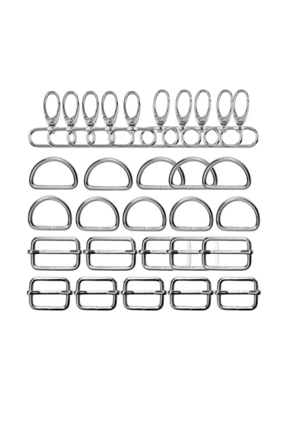 Swivel Snap Hooks Kit with D Rings, Includes Slide Buckles and Purse Hardware Clasps, for Bag Making Keychain Crafts Lanyard Clips, DIY Metal Components