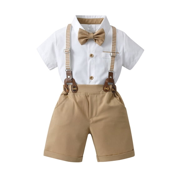 AUDeals Toddler Baby Boys 2PCS Daily Gentleman Outfit Set, Summer Handsome Boys Fashion Casual Suits Clothes (A, 24-36 Months)