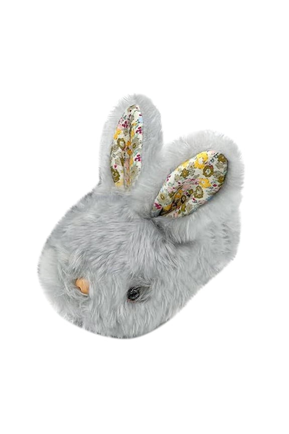 Toddler Bunny Plush Slippers Fuzzy Warm Non Slip House Shoes for Indoor Outdoor Wear in Winter (Grey, 5.5-6 Years)