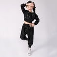 thumbnail image 1 of AUDeals Toddler Kids Girls Sequin Hip Hop Jazz Street Dance Outfits Long Sleeve Breathable Pullover Pants Set Sports Tracksuit (Black, 9-10 Years), 1 of 9