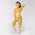 thumbnail image 1 of AUDeals Toddler Kids Girls Sequin Hip Hop Jazz Street Dance Outfits Long Sleeve Breathable Pullover Pants Set Sports Tracksuit (Yellow, 7-8 Years), 1 of 9