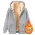 thumbnail image 1 of AUDeals Unisex Boys Girls Fleece Lined Sherpa Hoodies Kids Warm Winter Hoodies Pullover Hooded Sweatshirt Sweater ﻿ (Grey, 3-4 Years), 1 of 4