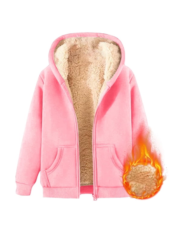 Unisex Boys Girls Fleece Lined Sherpa Hoodies Kids Warm Winter Hoodies Pullover Hooded Sweatshirt Sweater (RD1, 5-6 Years)
