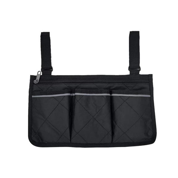 AUDeals Wheelchair Side Bag Multifunctional Armrest Pouch Organizer Bag Phone Pocket Black Bag Organizer Bag for Wheelchair