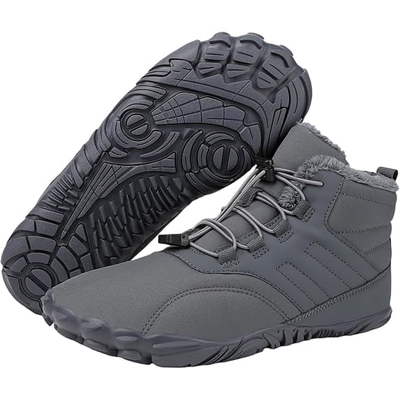 AUDeals Winter Barefoot Hiking Boots, Warm Zero Drop Snow Shoes with Wide Toe Box and Waterproof Comfort for Outdoor Use (Dark Gray, 12)