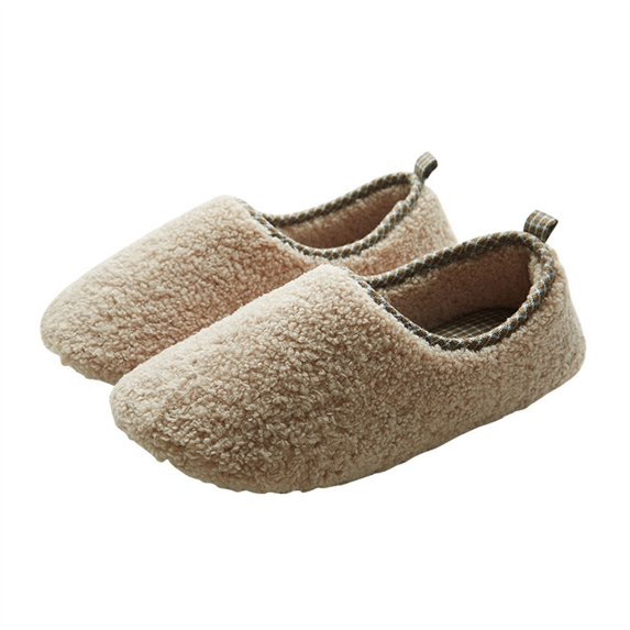AUDeals Women Cozy Fuzzy Slippers, Warm Memory Foam House Shoes, Closed Back Indoor Outdoor Slippers (Beige, 11.5)