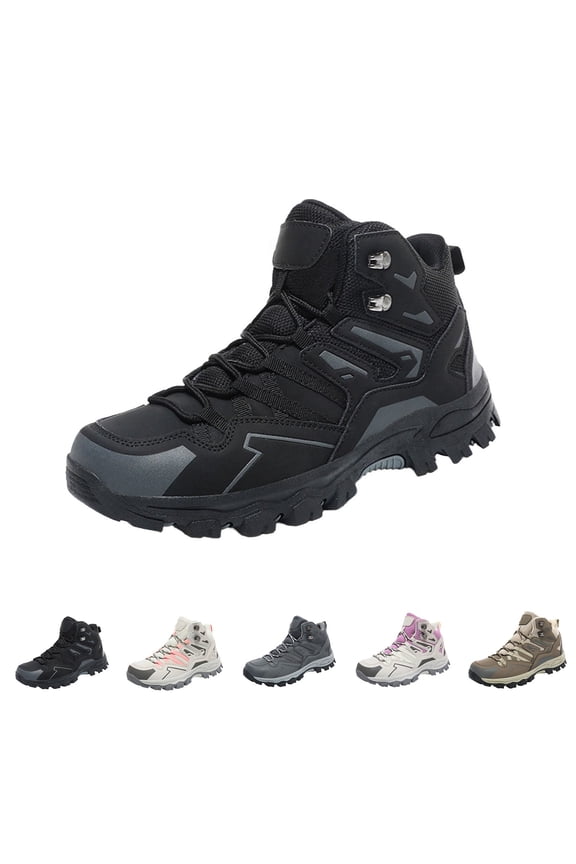 Women Hiking Boots, Waterproof Outdoor Boots, Lightweight Breathable Work Boots for Trails (Black, 10)