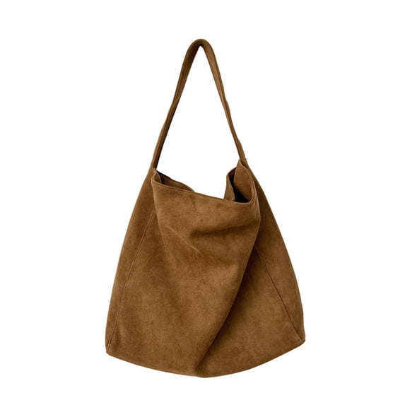 AUDeals Women Large Suede Tote Bag, Big Capacity Slouchy Shoulder Bag, Suede Purse Satchel Work Handbag, Winter Crescent Bag for Travel Daily Use