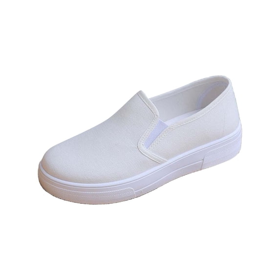 AUDeals Women Slip On Casual Loafers Sneaker Retro Breathable Lightweight Black White Casual Soft Shoes Running Walking Sport (White, 7.5)