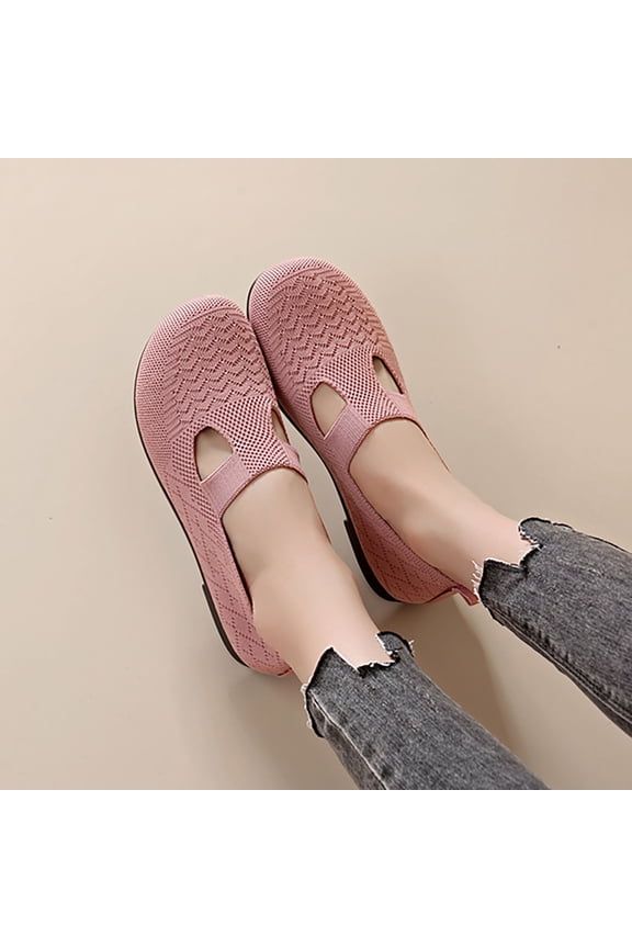 Women Soft Sole Shoes, Breathable Casual Slip On Shoes, Non Slip Low Top Platform Shoes for Work and Travel (Pink, 6)
