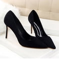 thumbnail image 1 of AUDeals Women Suede Pointed Closed Toe Stiletto Pumps, Fashion High Heel Dress Shoes, Comfort Footwear for Wedding, Party & Office Daily Wear (Black, 8.5), 1 of 4