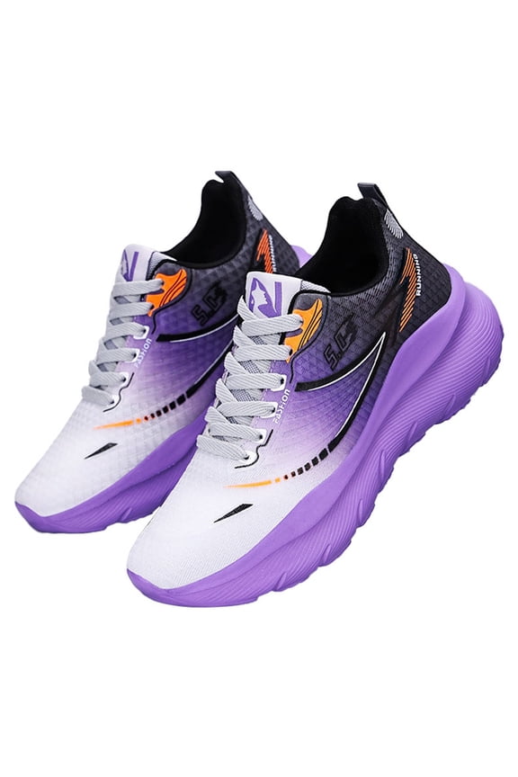 Women Thick Heightening Sneakers Comfortable Walking Running Athletic Shoes Lightweight Wide Width Orthopedic Trainers (Purple, 6.5)