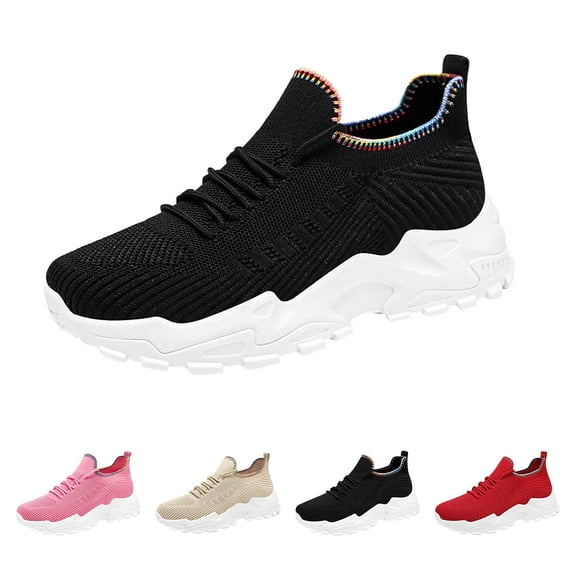 AUDeals Women Wide Toe Box Sneakers, Slip On Walking Shoes, Breathable Mesh Athletic Shoes with Arch Support (Black, 7.5)