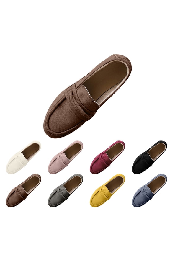 Women's Ballet Flats, Round Toe Slip On Shoes with Soft Comfort for All Season Daily Wear (Coffee, 7)