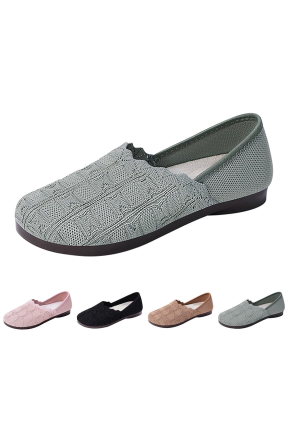 Women's Ballet Flats, Wide Width Slip On Shoes with Memory Foam Comfort for Everyday Wear and Travel (Green, 6)