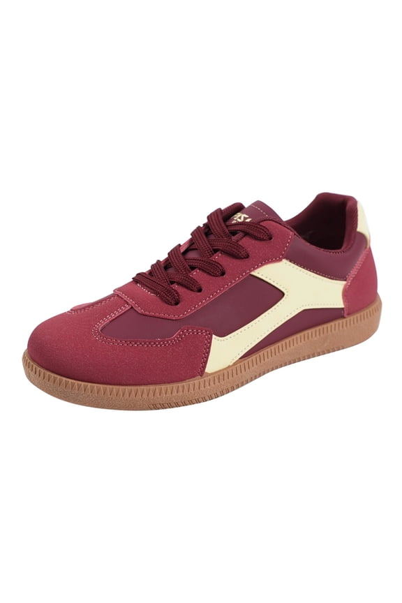 Women's Barefoot Shoes Zero Drop Wide Width Retro Sneakers Vintage Leather Suede Casual Walking Shoes (Red, 8)