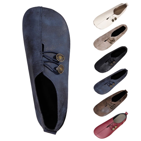 AUDeals Women's Boat Shoes, Round Toe Flats with Button Detail and Lightweight Comfort for Daily Wear and Hiking (Blue, 7.5)