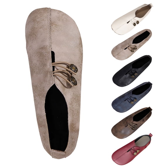 AUDeals Women's Boat Shoes, Round Toe Flats with Button Detail and Lightweight Comfort for Daily Wear and Hiking (Khaki, 9.5)