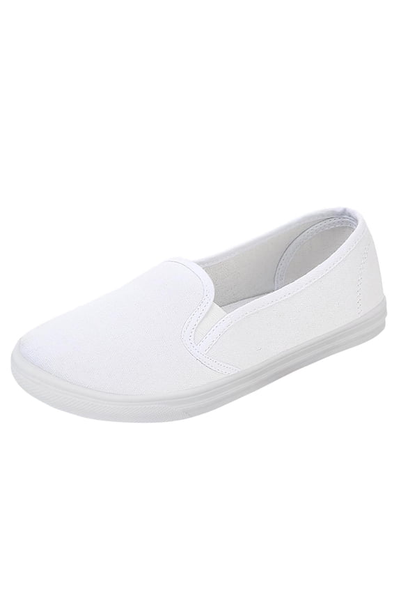 Women’s Canvas Flat Shoes Casual Fashion Comfort Sneakers Non Slip Low Top Platform Shoes for Everyday Wear (White, 8)