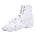 thumbnail image 1 of AUDeals Women's Canvas Jazz Dance Boots Lace Up Split Sole Flat Ankle Shoes for Practice Performance and Class Wear (White, 5.5-6 Years), 1 of 5