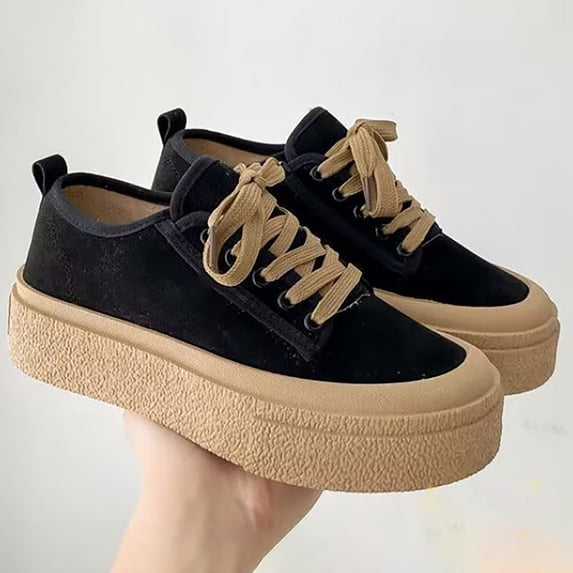 AUDeals Women's Canvas Shoes, Low Top Lace Up Platform Sneakers with Lightweight Comfort, Casual Walking Tennis Style