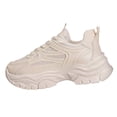 thumbnail image 1 of AUDeals Women’s Chunky Mesh Sneakers Thick Sole PU Leather Platform Shoes Lace Up Casual Walking Sneakers (White, 7.5), 1 of 9