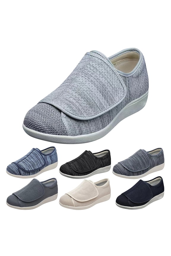Women's Edema Shoes, Adjustable Walking Sneakers with Air Cushion Comfort for Swollen Feet and Outdoor Use (Black, 6.5-6.5)