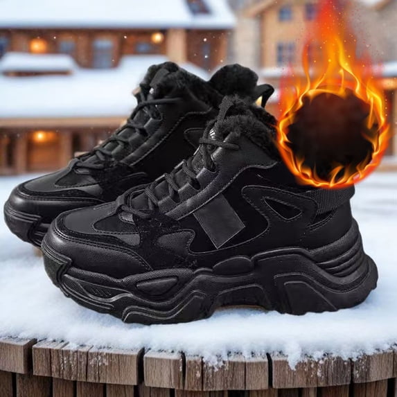AUDeals Women's Fashion High-Top Platform Sneakers, Thick Sole Lace-Up Casual Shoes, Warm Winter Snow Boots for Walking