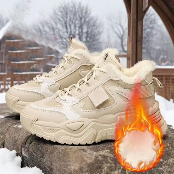 AUDeals Women's Fashion High-Top Platform Sneakers, Thick Sole Lace-Up Casual Shoes, Warm Winter Snow Boots for Walking