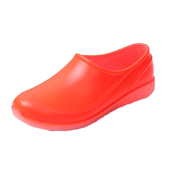 AUDeals Women’s Fashion Rain Boots Waterproof Kitchen Work Boots Slip Resistant Outdoor Rubber Rain Shoes (Orange, 6.5)
