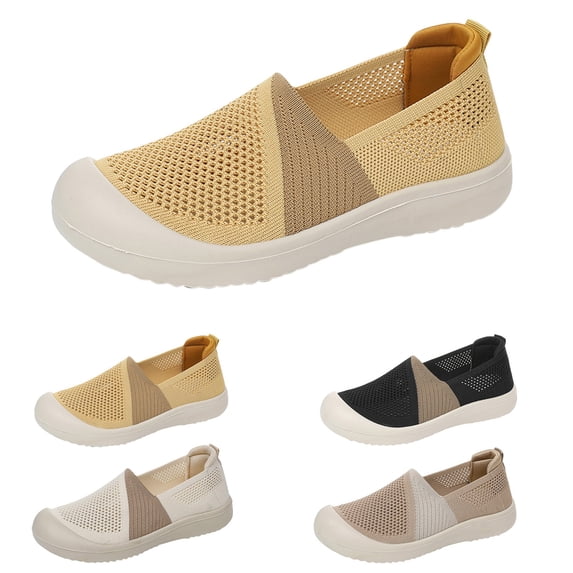AUDeals Women's Knit Sneakers, Y2K Style Platform Walking Shoes with Breathable Comfort for Casual Everyday Wear (Coffee, 5.5)