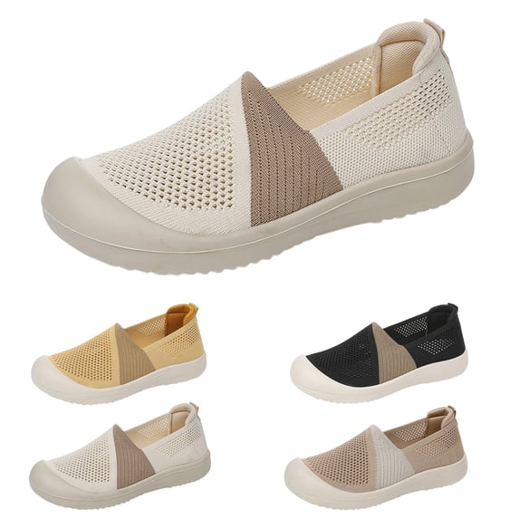 AUDeals Women's Knit Sneakers, Y2K Style Platform Walking Shoes with Breathable Comfort for Casual Everyday Wear (White, 5.5)