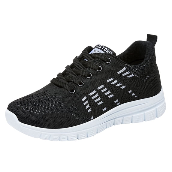 AUDeals Women’s Mesh Breathable Sneakers Air Cushion Casual Running Shoes Ortho Stretch Cushion Arch Support Plantar Fasciitis (Black, 6)