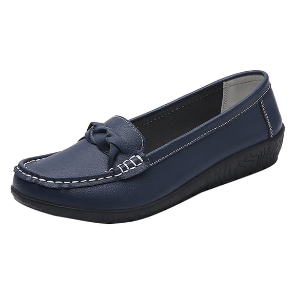 AUDeals Women’s Nurse Shoes Slip On Walking Sneakers Soft Orthopedic Breathable Woven Arch Support Casual Shoes (Dark Blue, 6.5)