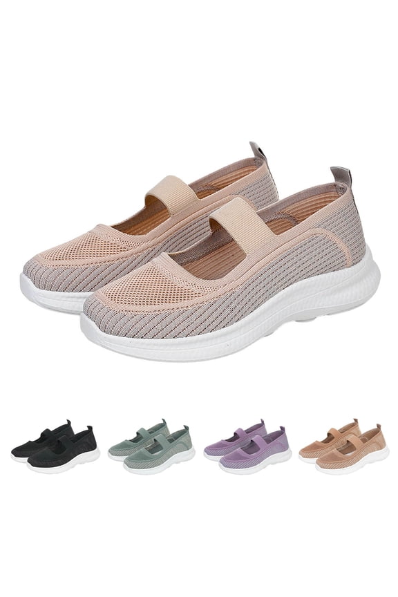 Women's Nurse Sneakers, Mary Jane Platform Shoes with Arch Support and Washable Comfort (Beige, 6.5)
