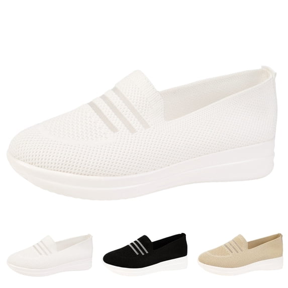 AUDeals Women's Orthopedic Sneakers, Breathable Woven Mesh Shoes with Arch Support for Standing All Day Comfort (White, 7)