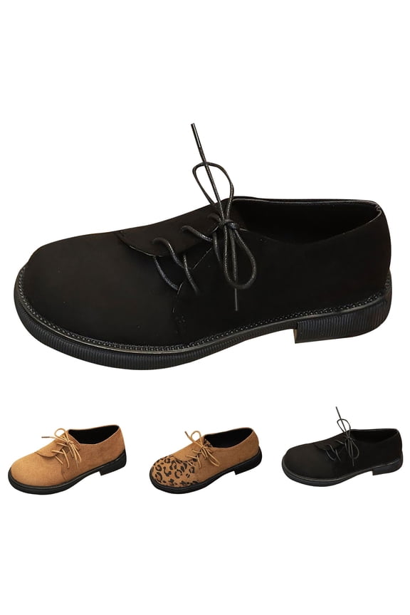 Women's Oxford Shoes, Lace Up Business Flats with Low Heel Comfort and Non Slip Style for Formal Wear (Black, 6)