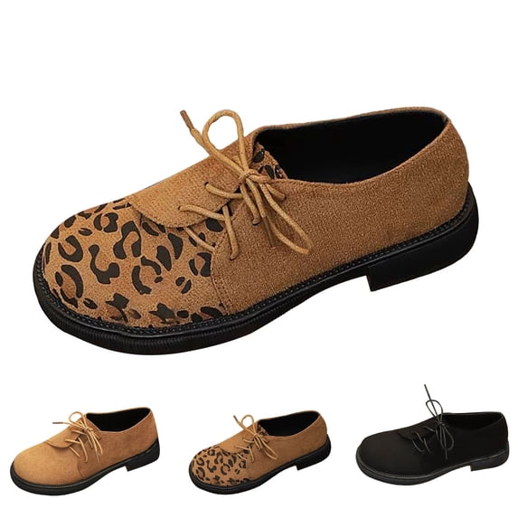 AUDeals Women's Oxford Shoes, Lace Up Business Flats with Low Heel Comfort and Non Slip Style for Formal Wear (Khaki, 5.5)