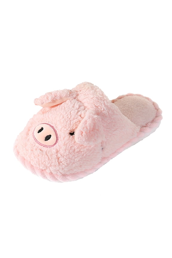Women's Pig House Slippers - Non Slip Plush Closed Toe Indoor Home Shoes for Spring Fall Winter Cozy Daily Wear (Pink, 7)
