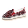 thumbnail image 1 of AUDeals Women’s Platform Rhinestone Glitter Slip On Sneakers Cute Bowknot Flat Walking Loafers Canvas Dress Shoes (Red, 10), 1 of 7