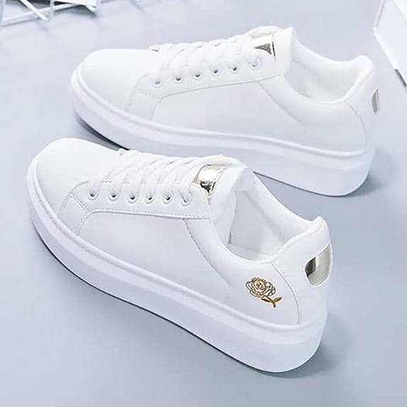 AUDeals Women's Platform Shoes, Lace Up Casual Sneakers with Non Slip Comfort, Classic Grand Court Style for Daily Wear