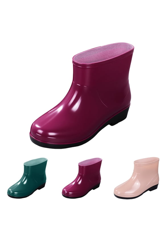Women's Rain Boots, Low Top Rubber Shoes with Non Slip Comfort for Lawn Care and Outdoor Work (Purple, 6.5)