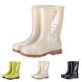 thumbnail image 1 of AUDeals Women's Rain Shoes, Mid Calf Rubber Boots with Water Resistant Comfort for Outdoor Work and Wading (Beige, 7.5), 1 of 9