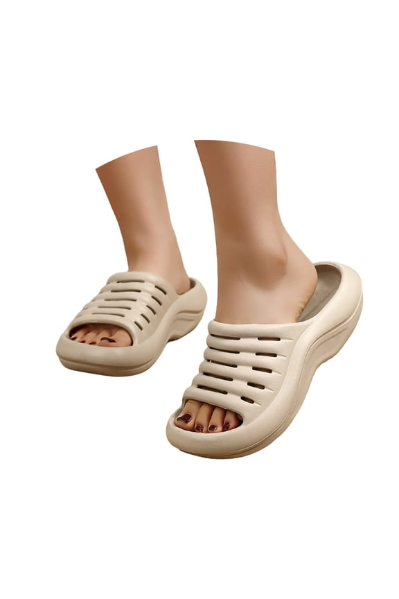 Women's Recovery Sandals, Thick Cushion Slides with Plantar Fasciitis Support and Orthotic Comfort for Post Exercise