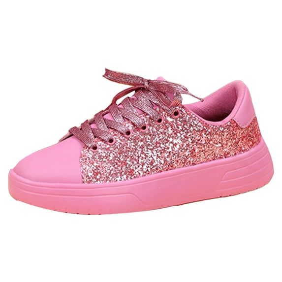 AUDeals Women's Rhinestone Sneakers, Glitter Lace Up Shoes with Bling Style and Lightweight Comfort for Tennis and Casual Wear (Red, 10)